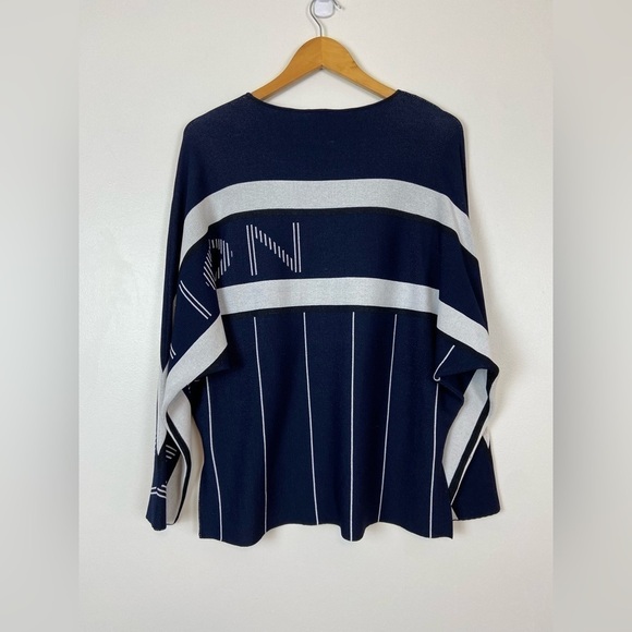 PE NATION RESERVE OVERSIZED JACQUARD-KNIT SWEATSHIRT IN NAVY Spell out Top - Picture 8 of 9